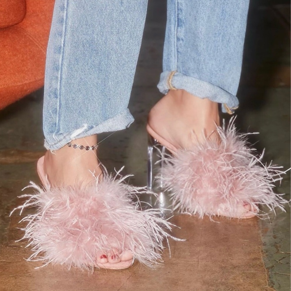Jeffrey Campbell Pink Fluffy Heels - Size 8